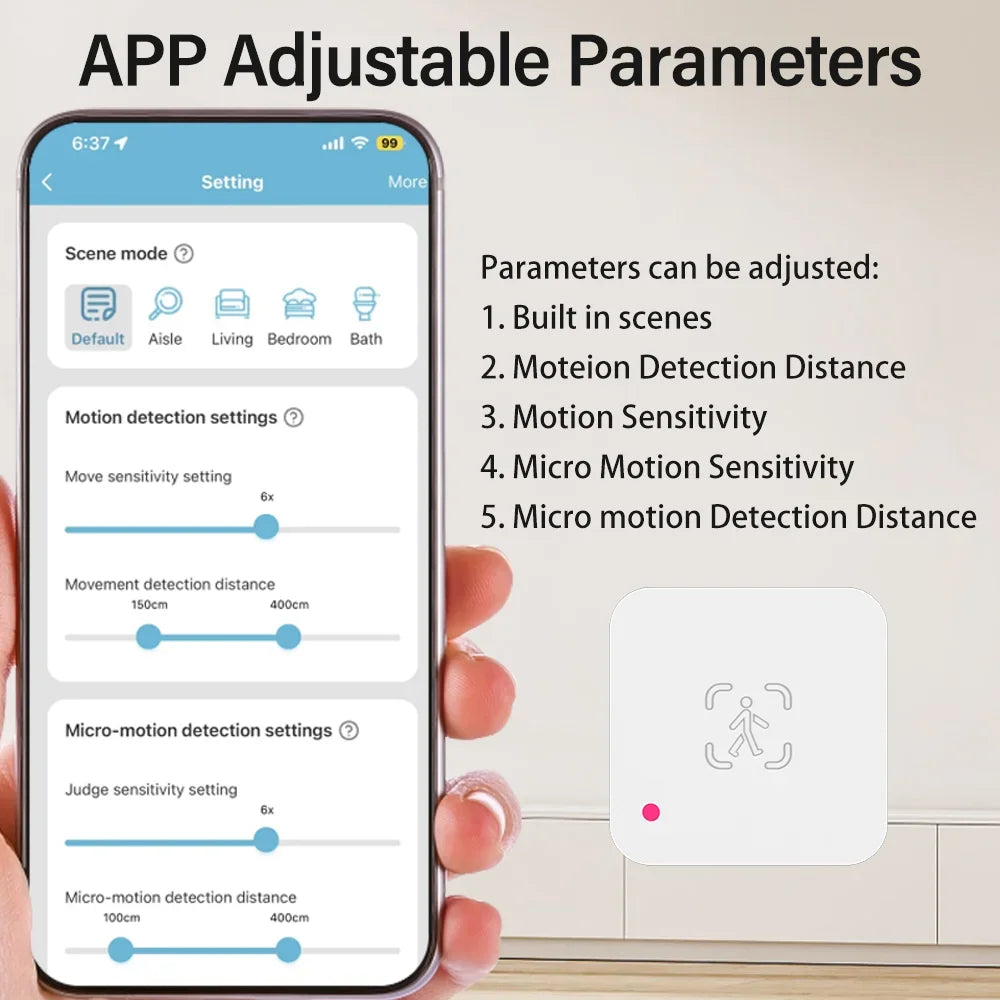 Tuya WiFi Sensore di presenza umana Rilevatore radar MmWave con sensore di luminanza per Smart Home Smart Life