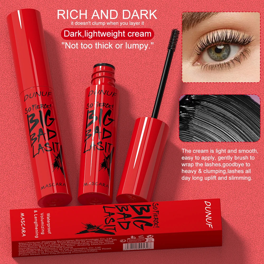 DUNUF 1 pz Mascara a lunga tenuta Sottile e spesso Curl impermeabile non macchia Resistente al sudore e non sbavatura