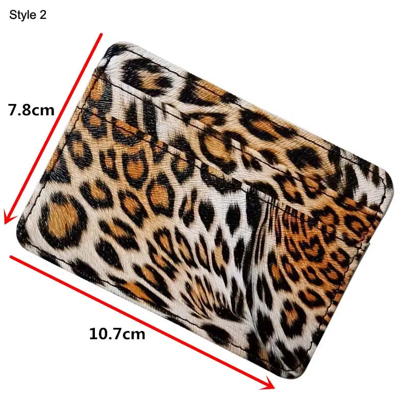 Nuovo portafoglio sottile in pelle con motivo leopardo per donne Portamonete con cerniera piccola
