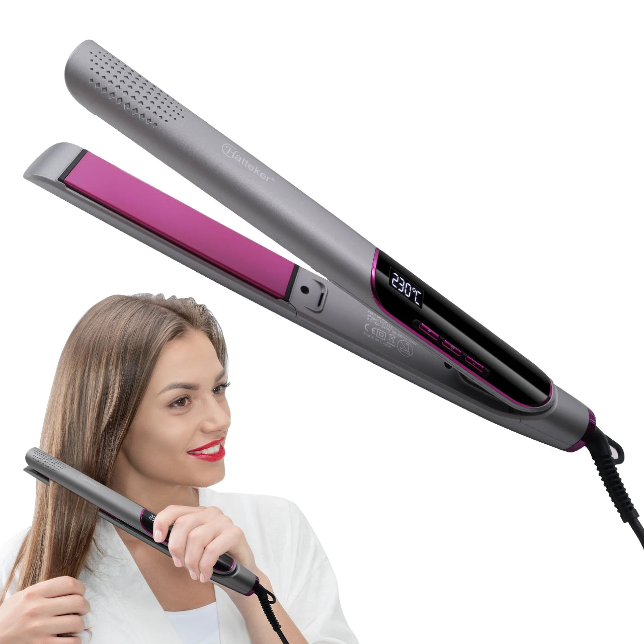 Piastra professionale per capelli per donna Display LCD a infrarossi