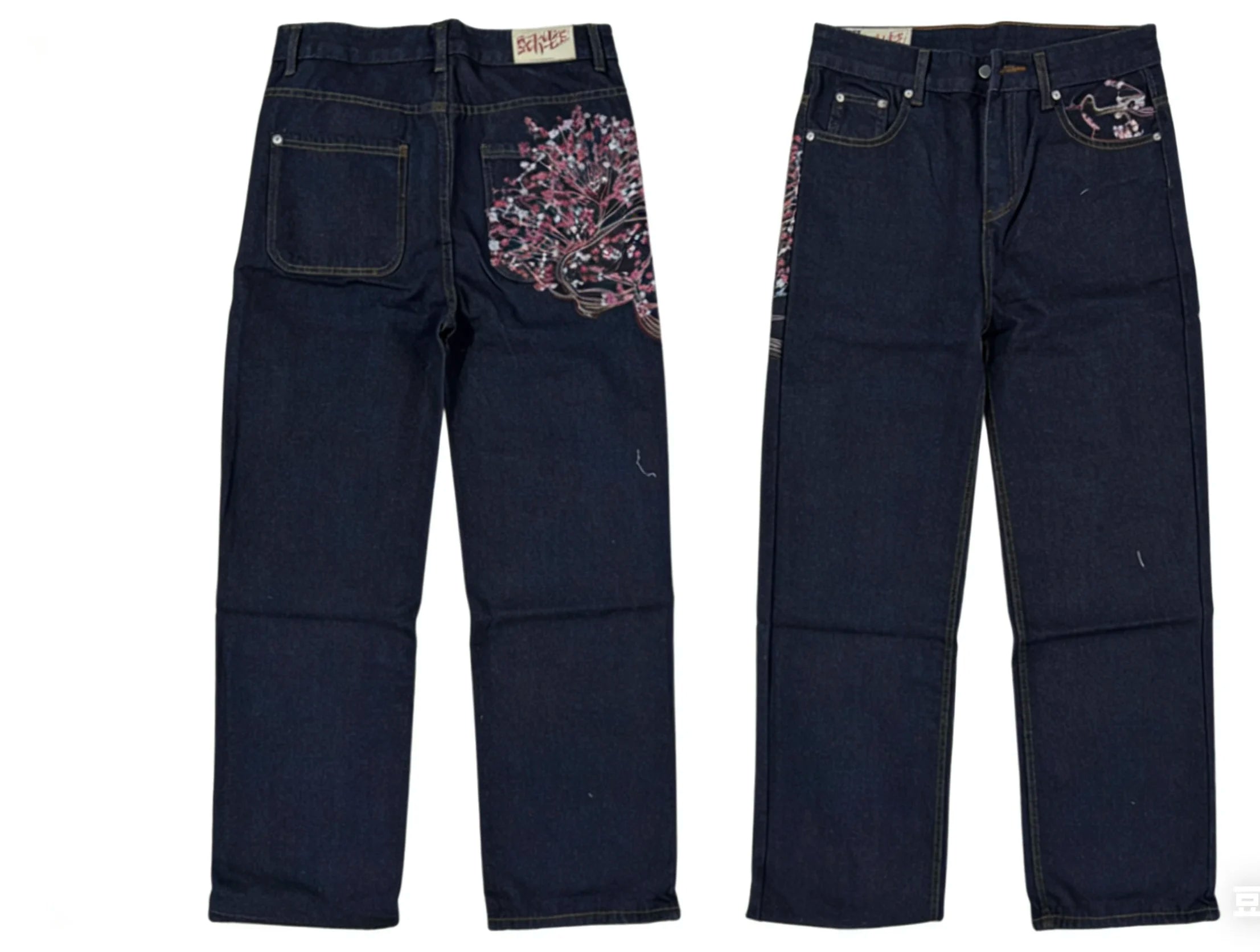 Jeans oversize Unisex a vita alta stampati Y2K Abbigliamento retrò americano Gothic Punk