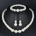 3 PZ Collana, Bracciale, Orecchini Set di gioielli di perle