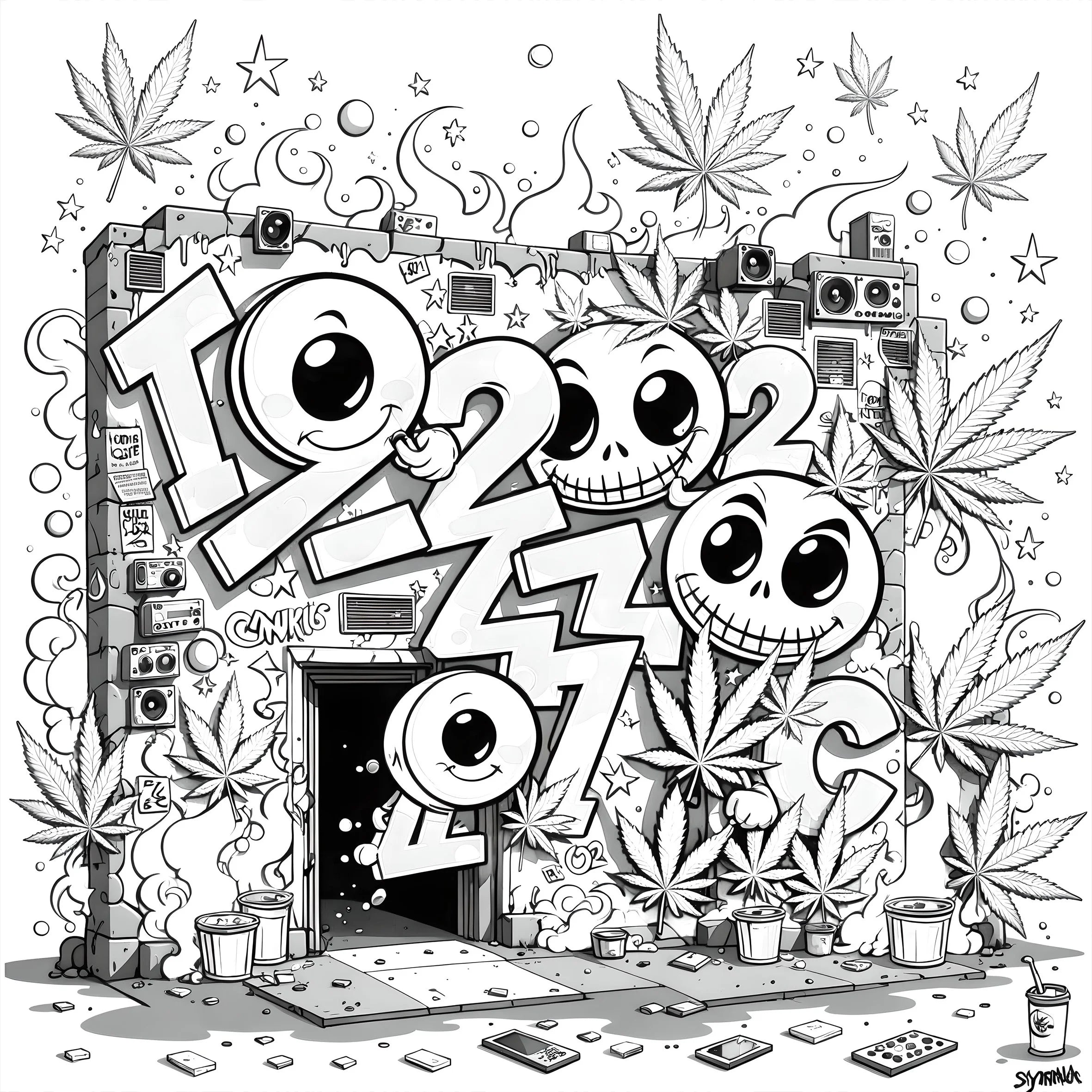 Libro da colorare di graffiti per adulti Design originale