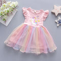 Abito da festa estivo principessa unicorno per ragazze con maniche volanti Abbigliamento per bambini 3-8 anni