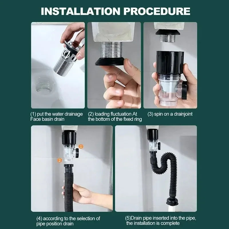 Universal Flip Lavabo in acciaio inossidabile Tubo di drenaggio