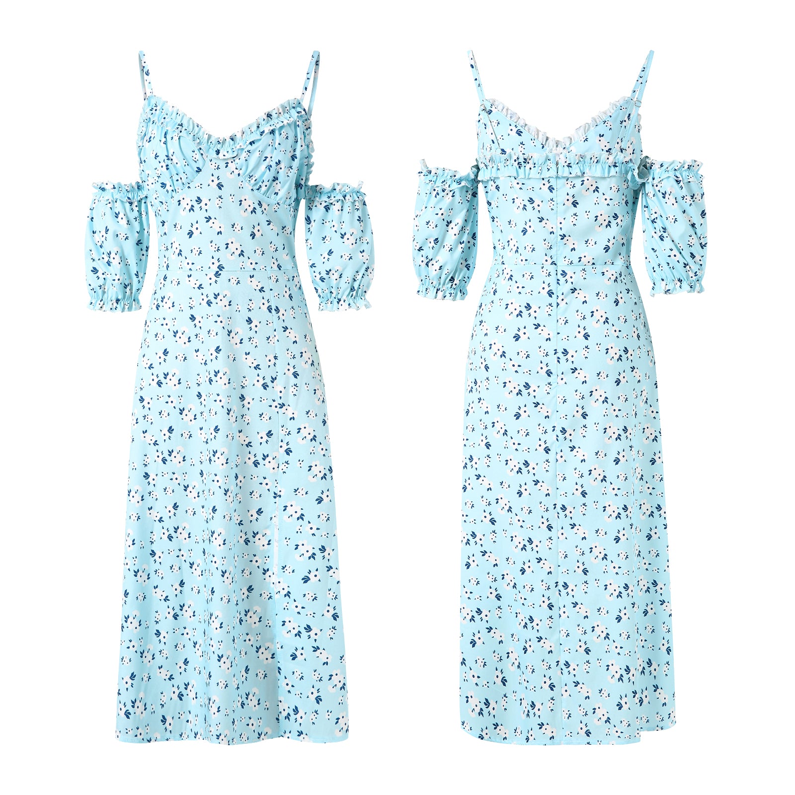 Abito donna con stampa floreale e spalle scoperte