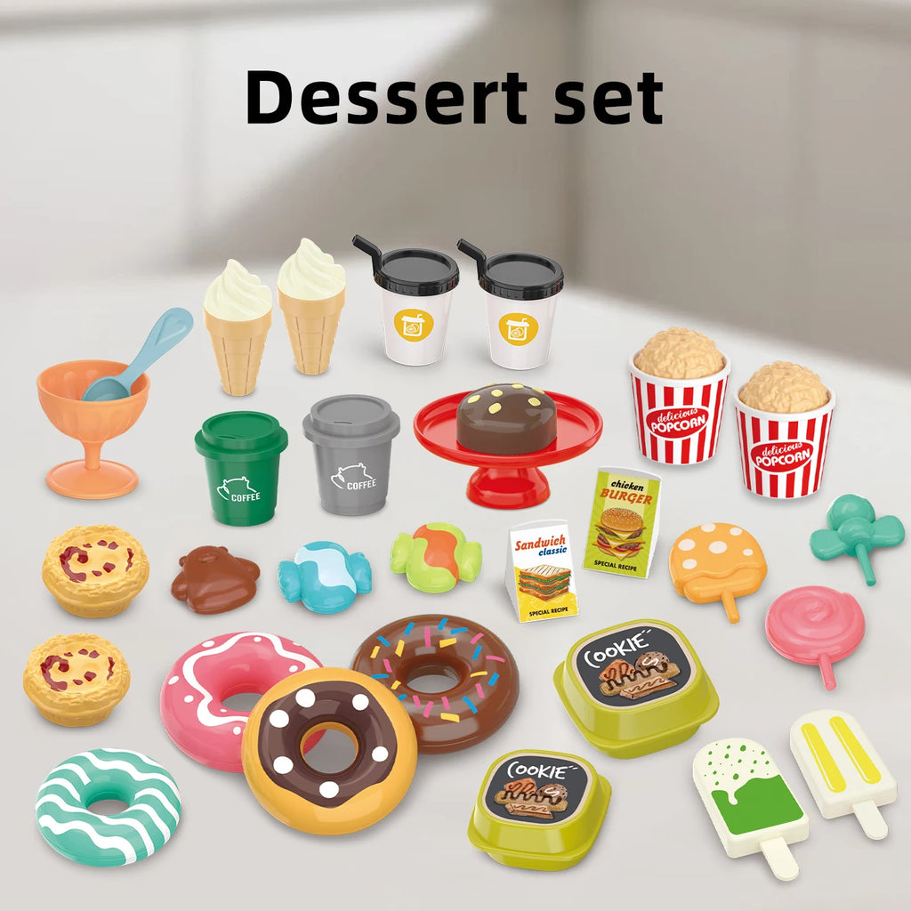Giocattoli per bambini: gioco di finzione, barbecue, fast food, pizza, sushi, tè pomeridiano, dessert, cibo da cucina, set di giocattoli