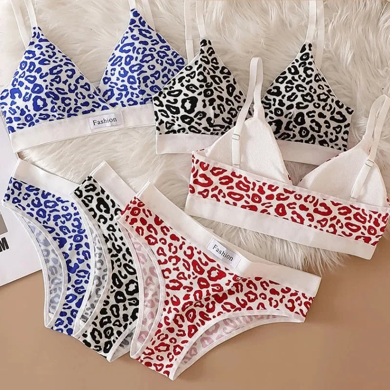 Set di biancheria intima da donna con stampa leopardata