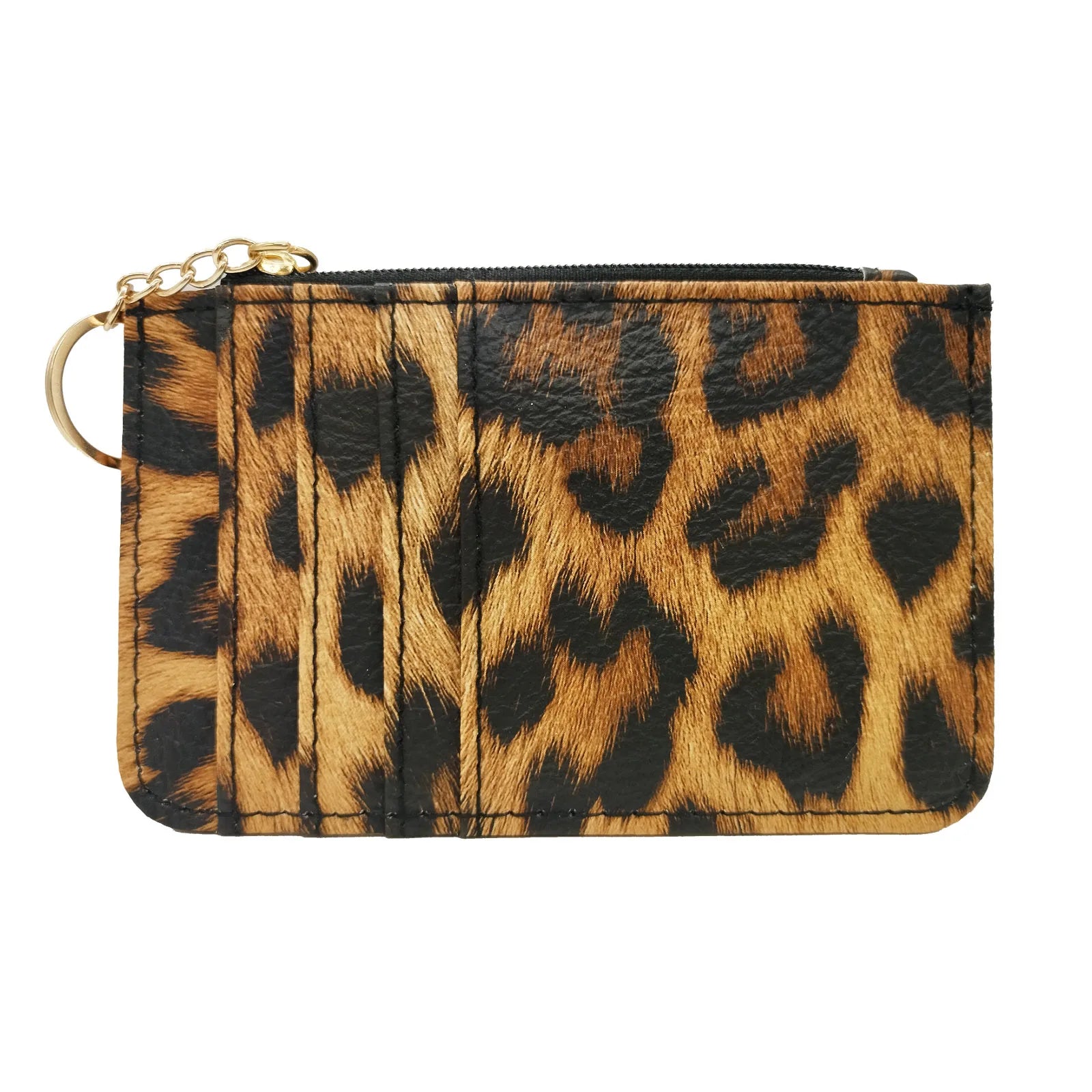 Nuovo portafoglio sottile in pelle con motivo leopardo per donne Portamonete con cerniera piccola