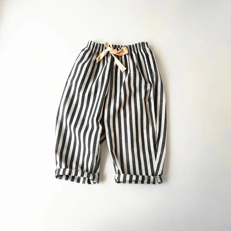Pantaloni a righe in cotone di lino  per bambini