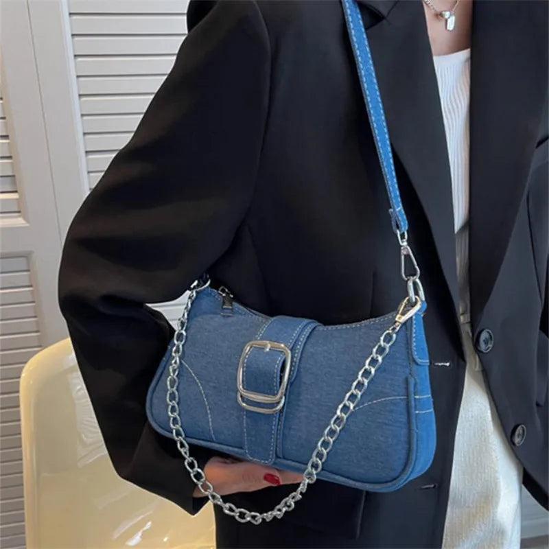 Borsa a tracolla in denim casual da donna