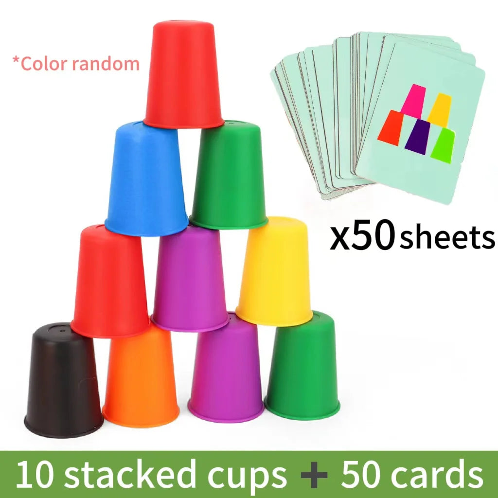 Giocattoli Montessori Mini Stack Cup Gioco con carta