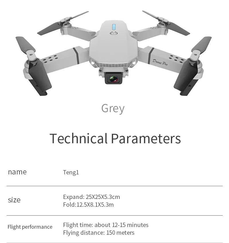 E88 Pro WiFi FPV Drone - Single/Dual 4K/1080P Camera, Grandangolare HD, Altitude Hold, pieghevole