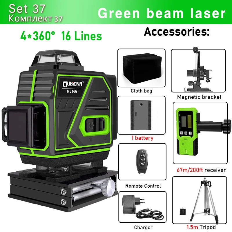 🇪🇸CLUBIONA 16/12 Laser autolivellante 3x360 Green beam Line Laser Level