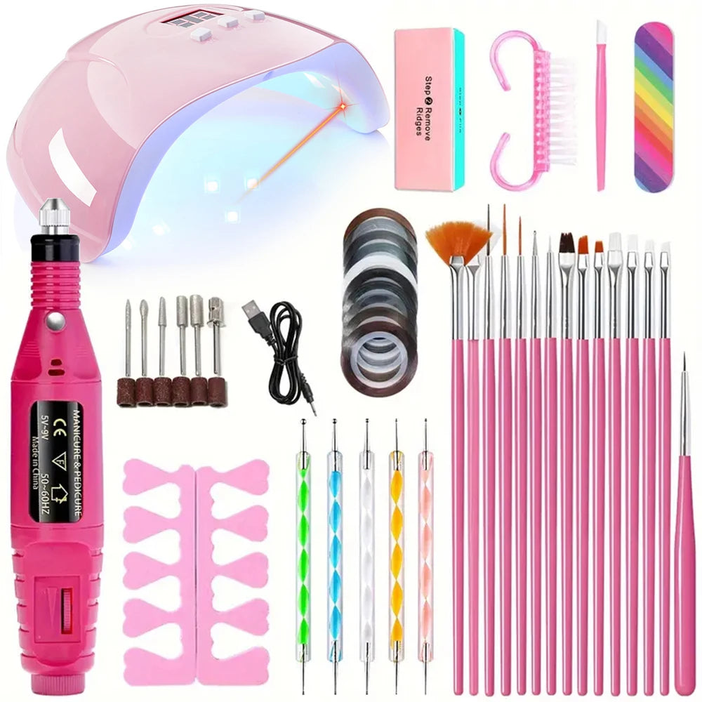 YIKOOLIN UV LED Lampada Set di strumenti professionali per unghie con 20000RPM