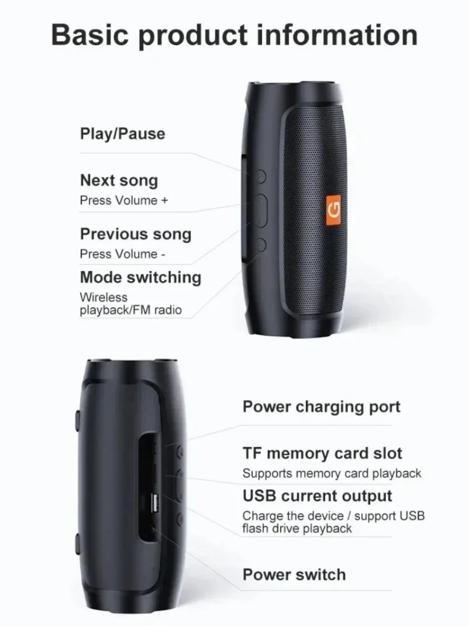 Lenovo TF USB Bluetooth Altoparlante portatile Doppio altoparlante Stereo all’aperto Riproduzione FM Trasmissione vocale Subwoofer Altoparlanti wireless
