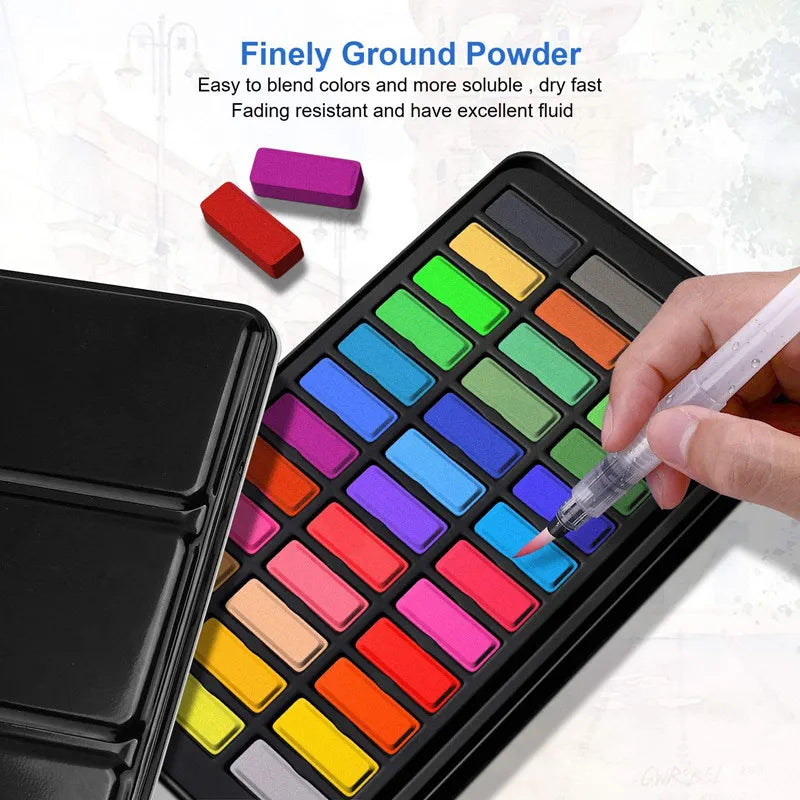 Set di acquerelli professionali 36 colori Pigmento per pittura ad acquerello con pennello e set di pittura di carta ad acquerello