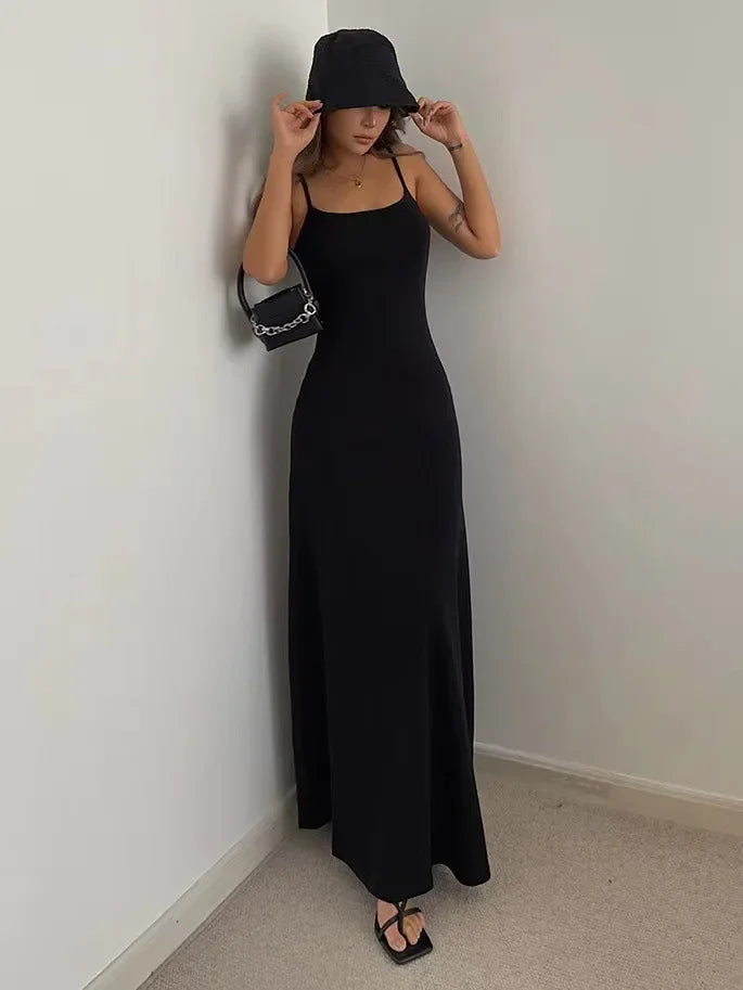 Abito Donna Lungo Senza Schiena Sottile Vita Sexy Dolce E Piccante