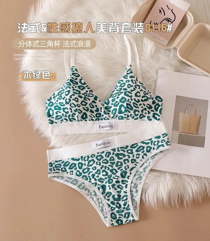 Set di biancheria intima da donna con stampa leopardata