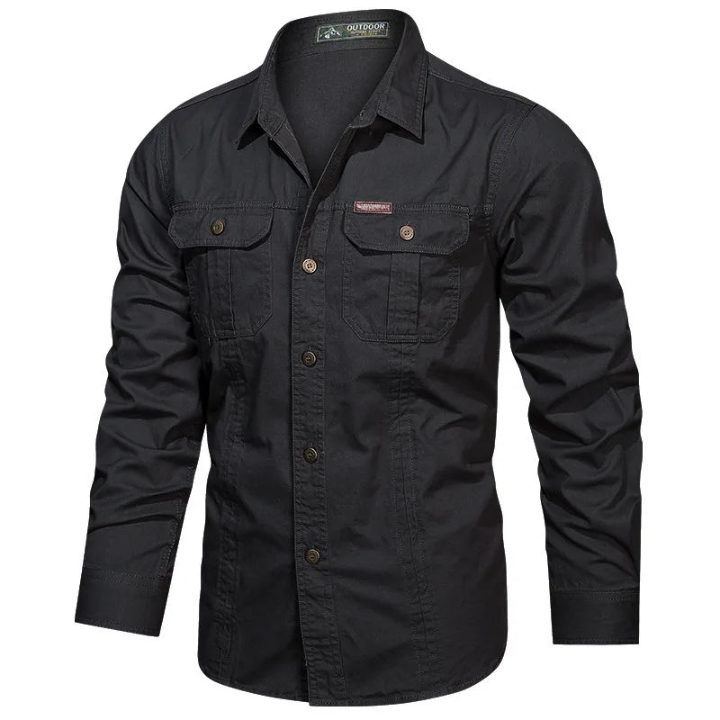Camicie militari Uomo Cotone Casual Slim Fit Top