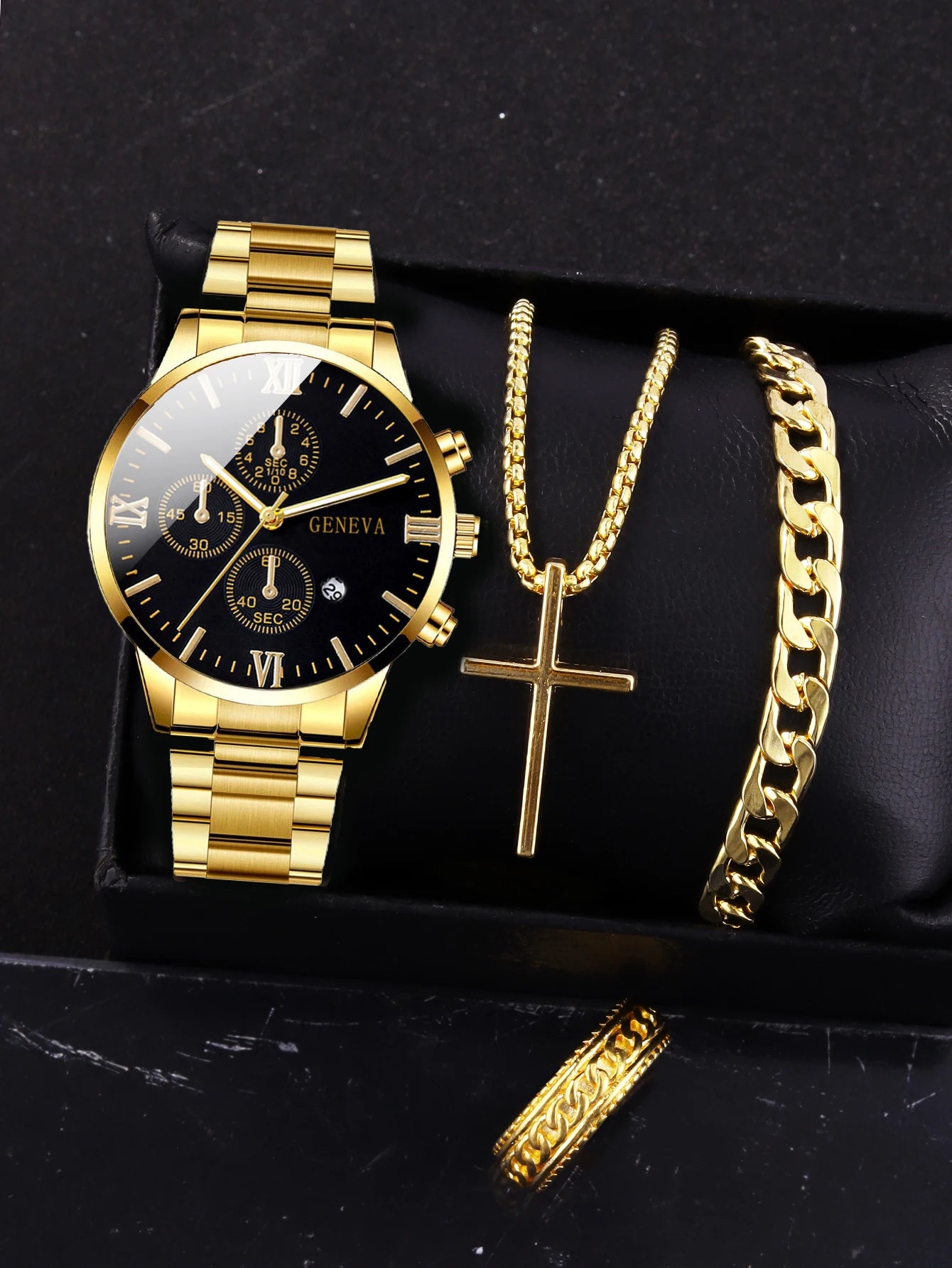 Orologio in lega d’oro romano set completo da uomo