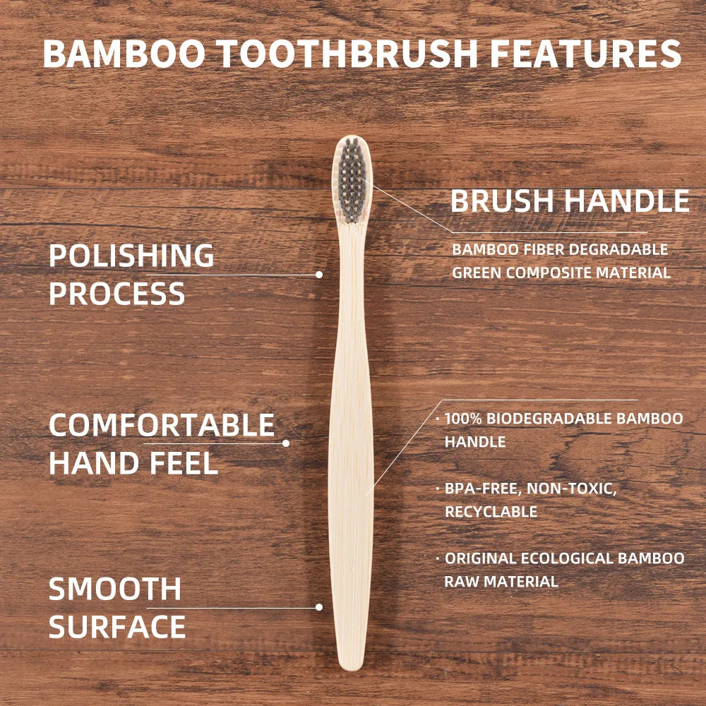 10 pezzi set di spazzolini da denti di bambù naturali setole morbide ecologici cura orale dentale