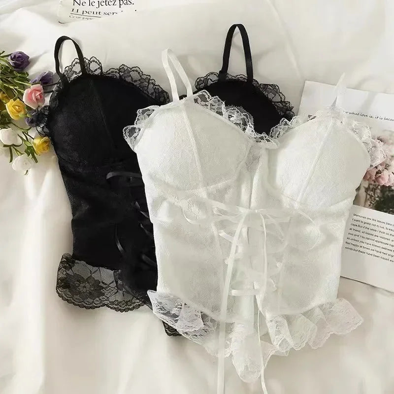 Corsetto Donna  in pizzo benda senza maniche