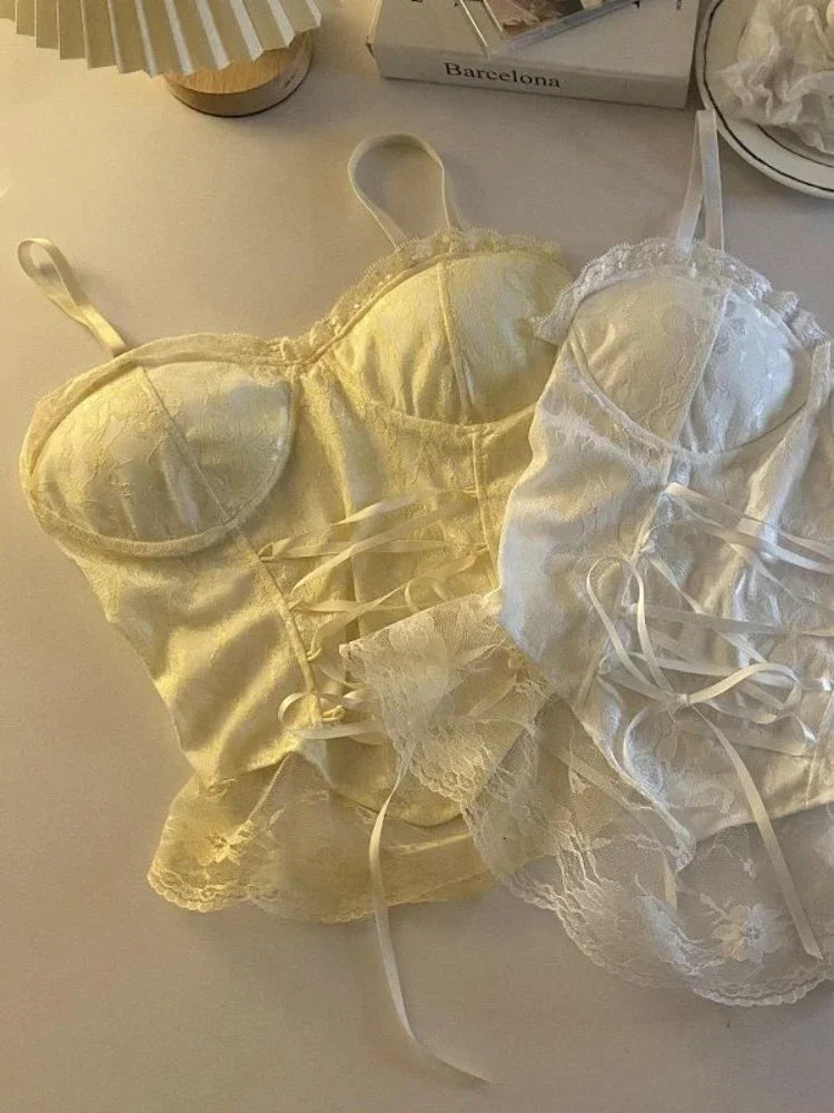 Corsetto Donna  in pizzo benda senza maniche