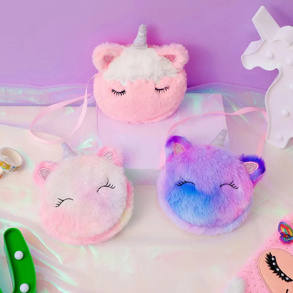 Borsa a tracolla di peluche per bambini Unicorno