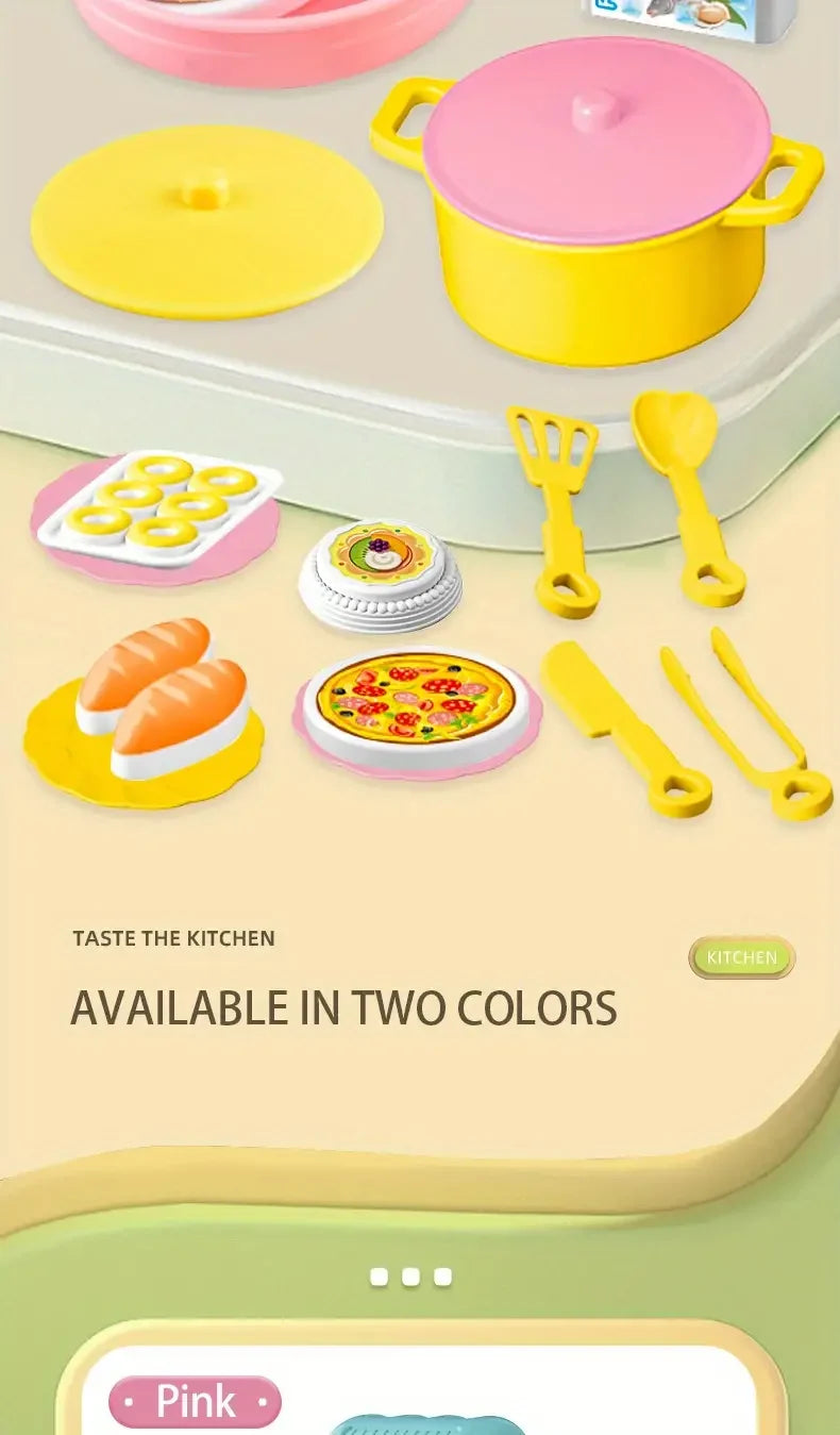 Mini tavolo da cucina Play Set compreso di stoviglie, mestoli, pentole e tanto altro