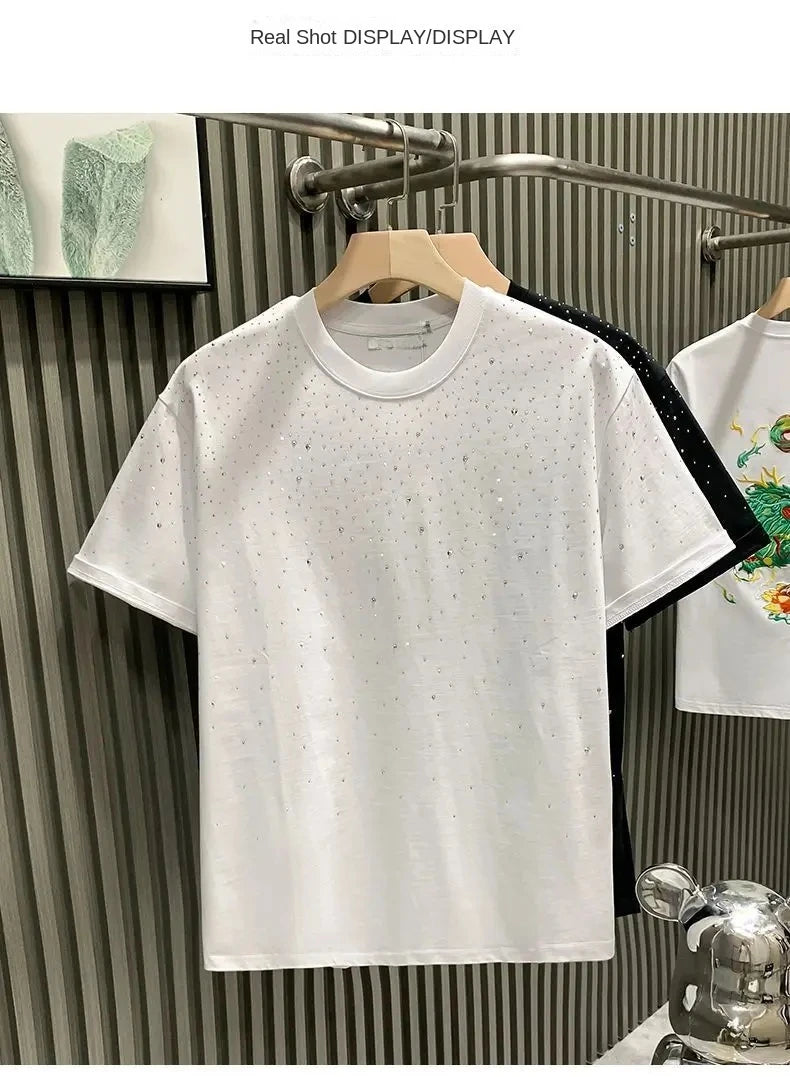 T-shirt estiva con strass T-shirt casual brillantini