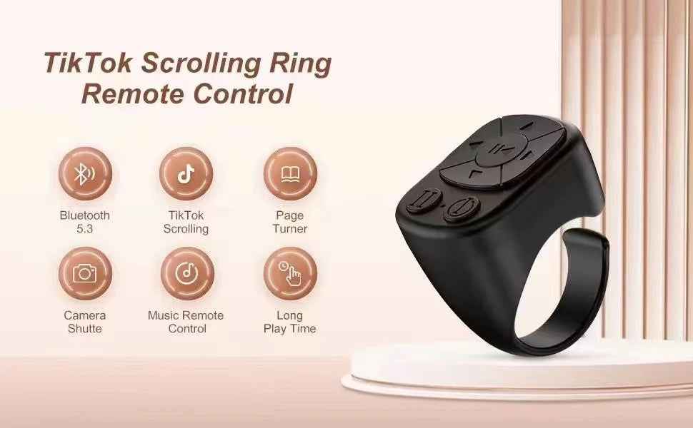 Anello Tiktok Scrolling, telecomando Bluetooth Tiktok