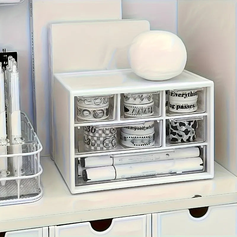 Organizzatore da tavolo con sei cassetti - Contenitore spazioso e multifunzionale