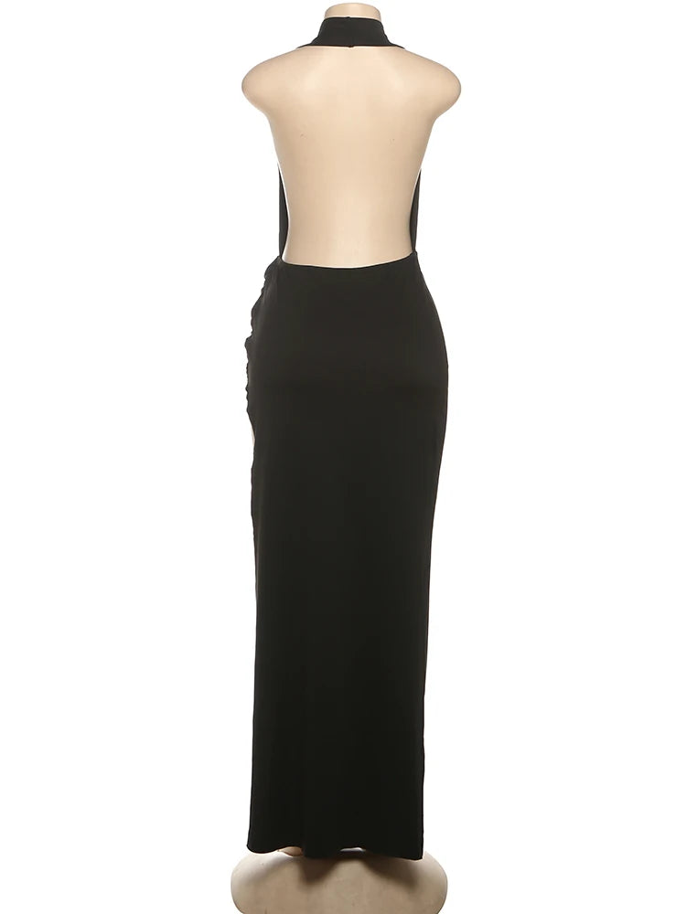 Abito Lungo Donna con scollo a V e spacco alto