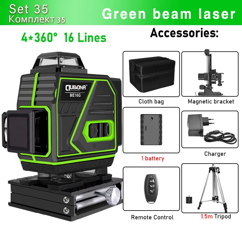 🇪🇸CLUBIONA 16/12 Laser autolivellante 3x360 Green beam Line Laser Level