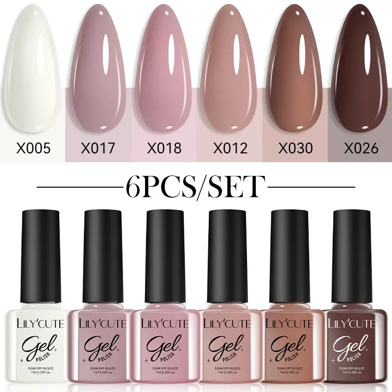 LILYCUTE 6Pcs/set 7ml Series Gel Smalto 125 Colori disponibili
