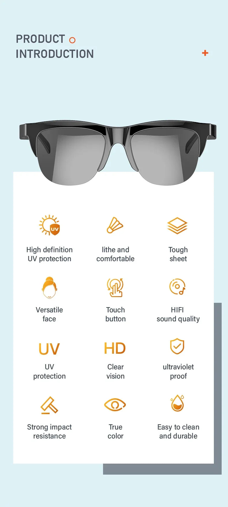 Nuovi occhiali da sole Smart Bluetooth V5.3 Occhiali da vista Cuffie sportive all’aperto HIFI Tecnologia  Anti-touch UV per uomini e donne