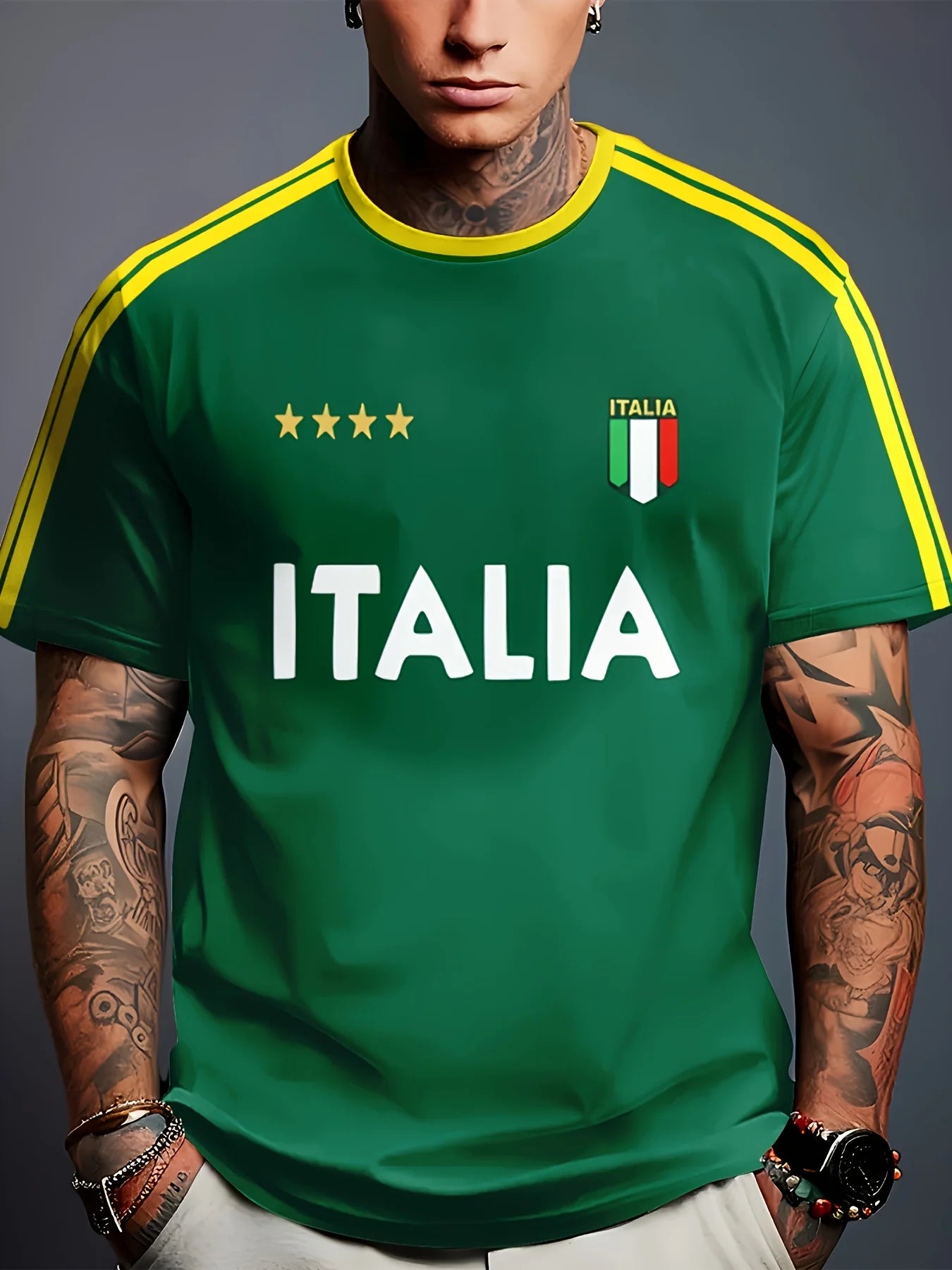 T-shirt stampata 3D casual ITALIA  in fibra di poliestere