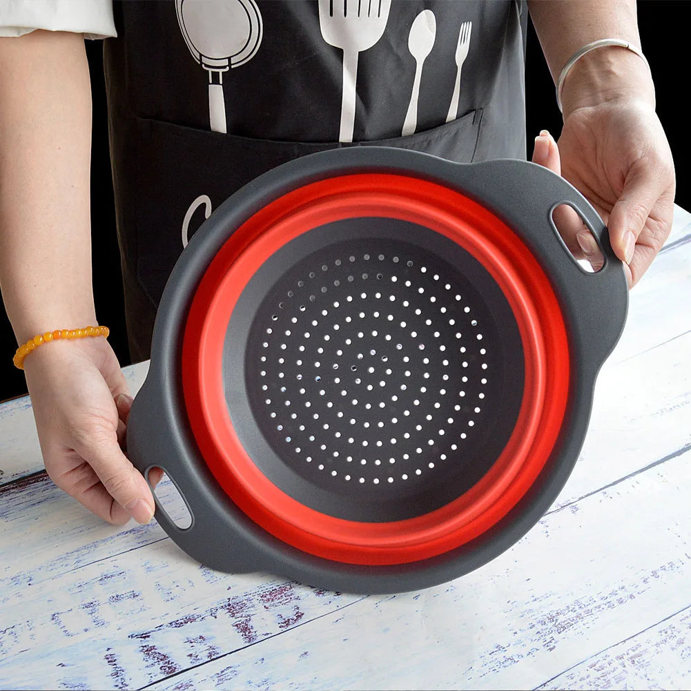 Cesto di scarico pieghevole in silicone, Cesto di lavaggio di frutta e verdura , Filtro pieghevole, Scolapasta