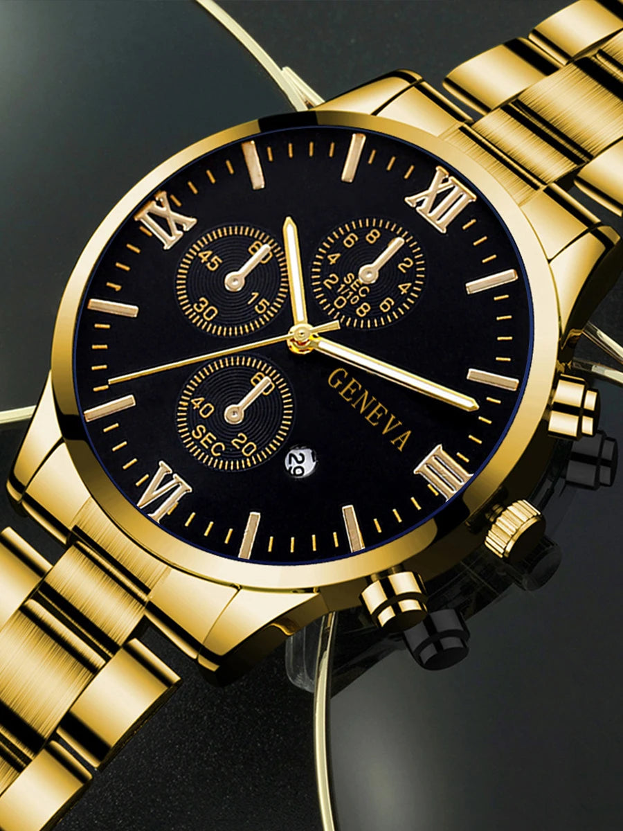 Orologio in lega d’oro romano set completo da uomo