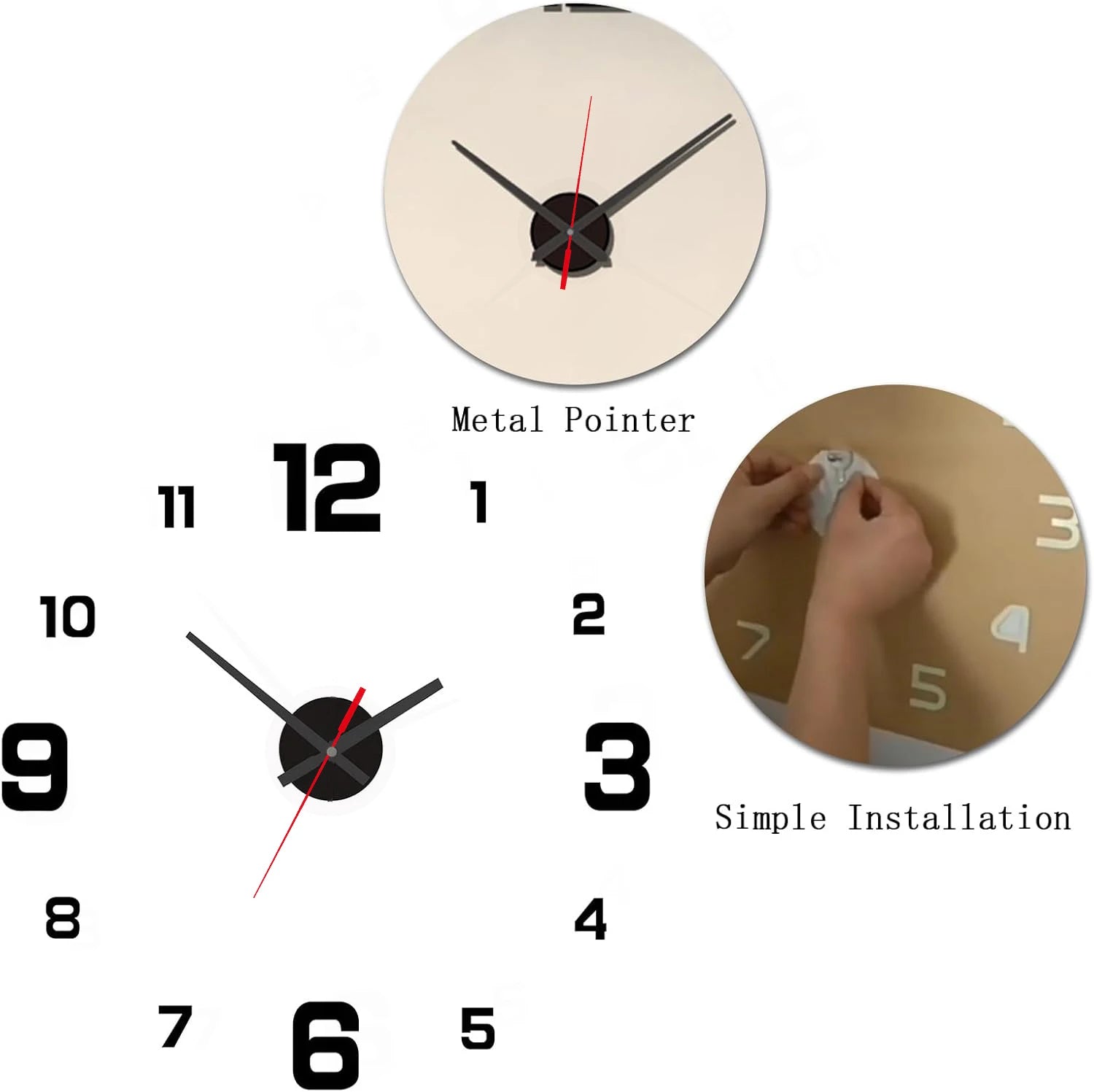 3D Orologio  senza cornice fai da te appeso a parete