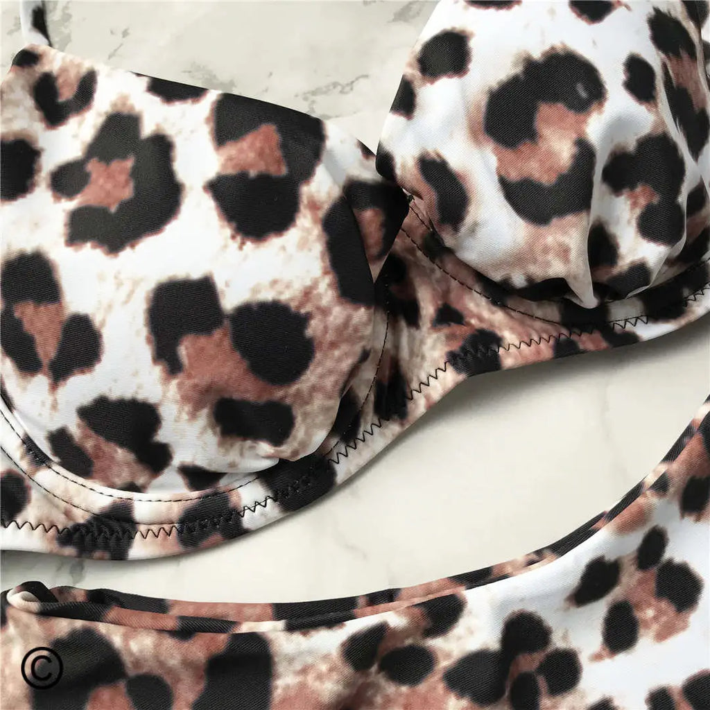 Set Costume leopardato da bagno brasiliana Donna