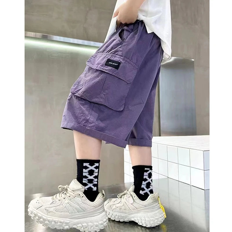 3-14 anni moda estate ragazzi pantaloncini cotone grande tasca