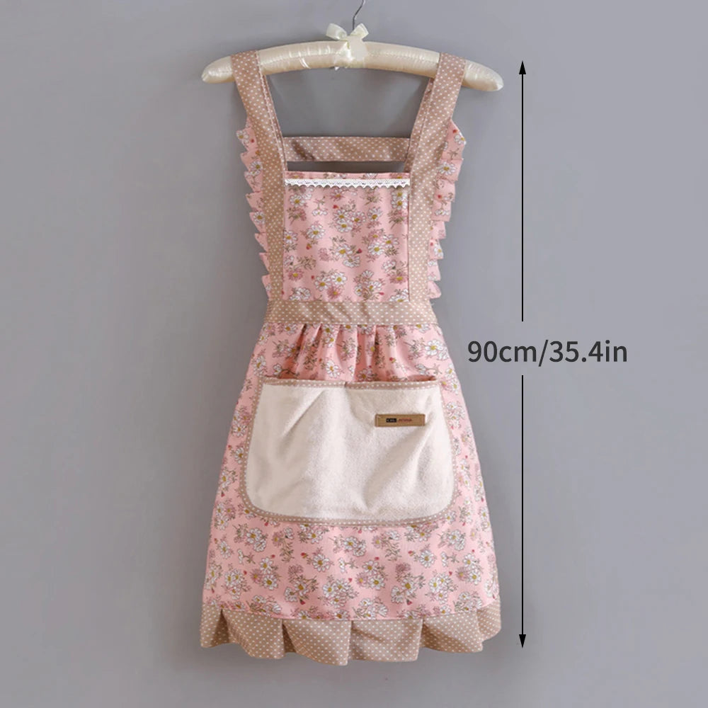 Grembiule da casa floreale da donna con tasca, grembiule regolabile per cucina, cucina, cottura al forno, griglia, grembiule da chef