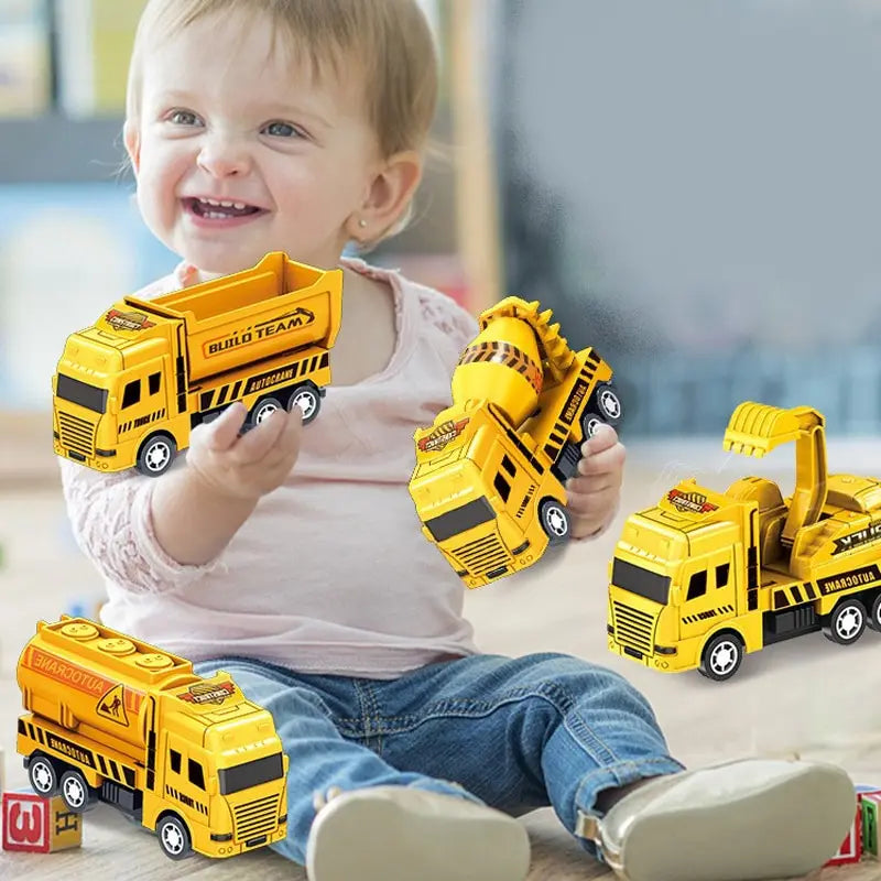 Set 4 Pz camion da lavoro giocattoli per bambini