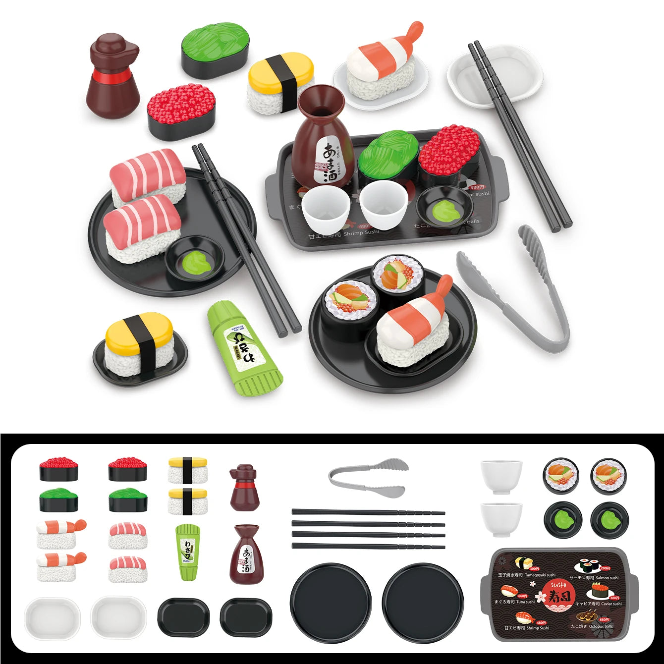 Giocattoli per bambini: gioco di finzione, barbecue, fast food, pizza, sushi, tè pomeridiano, dessert, cibo da cucina, set di giocattoli