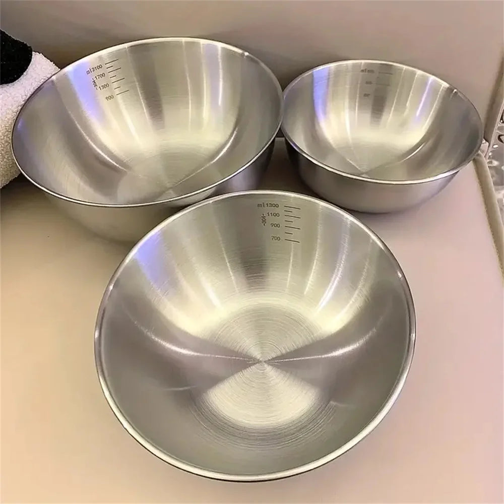 1-3 Set di ciotole in acciaio inossidabile con bilancia per cucinare, cuocere, riporre gli alimenti, ciotole di miscelazione di grande capacità