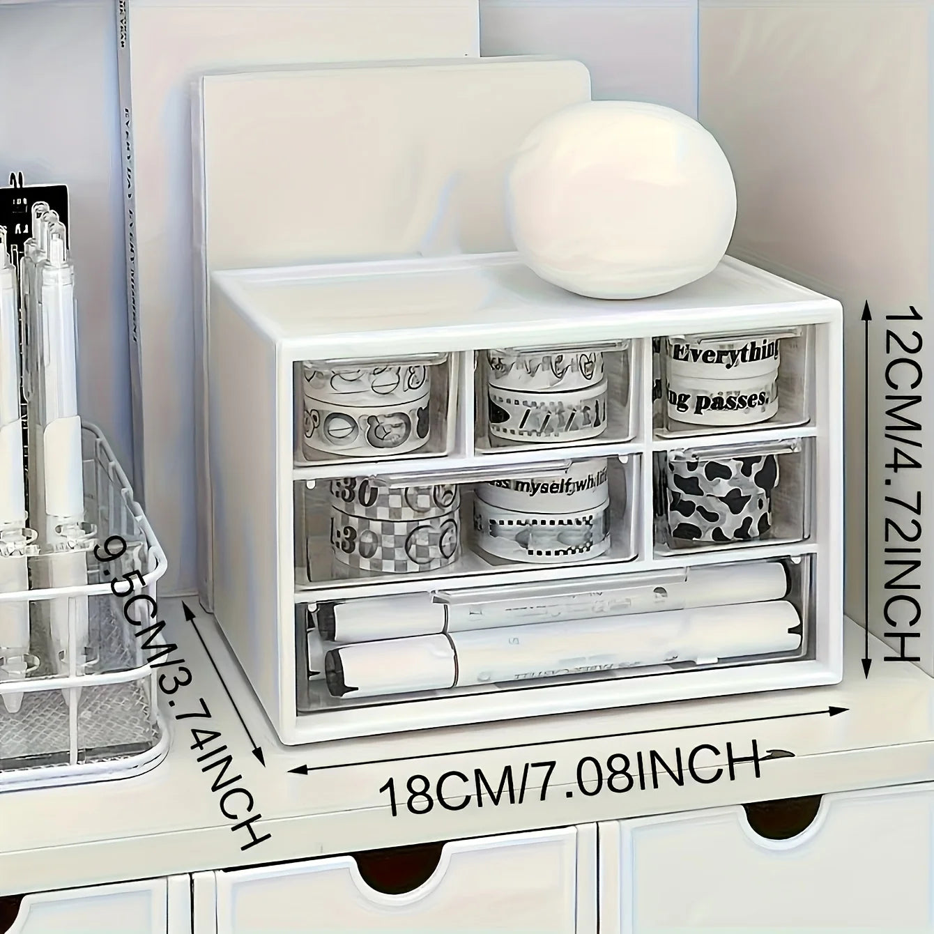 Organizzatore da tavolo con sei cassetti - Contenitore spazioso e multifunzionale