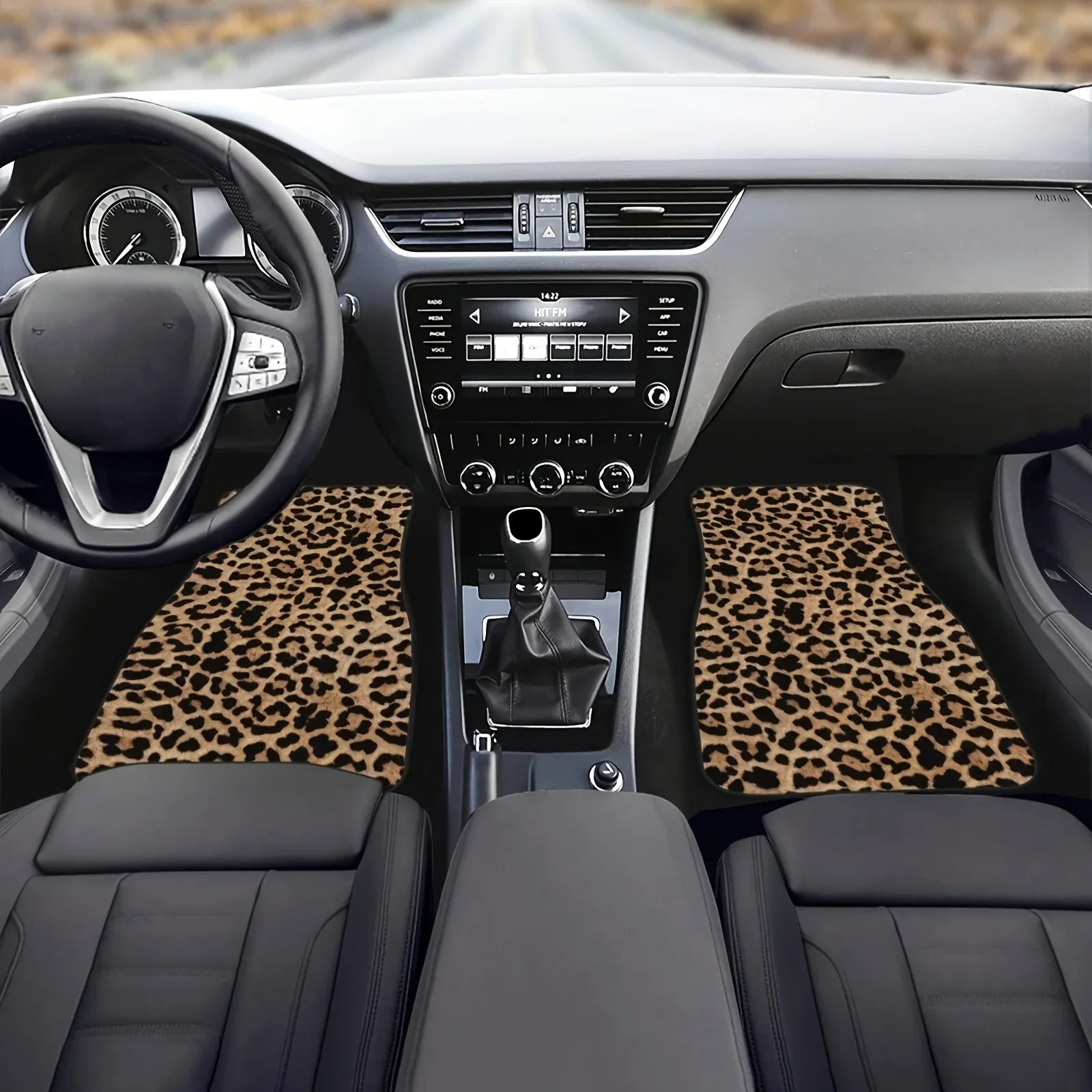 Set di tappetini per auto con stampa leopardata, dimensioni universali per tutte le stagioni per sedili anteriori e posteriori