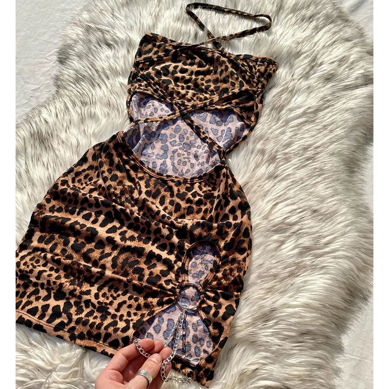 Mini abito con stampa leopardata